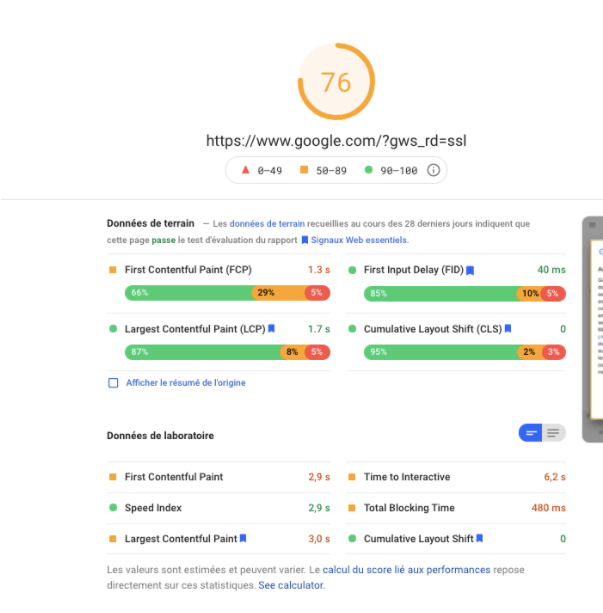 PageSpeed Insights Screenshot