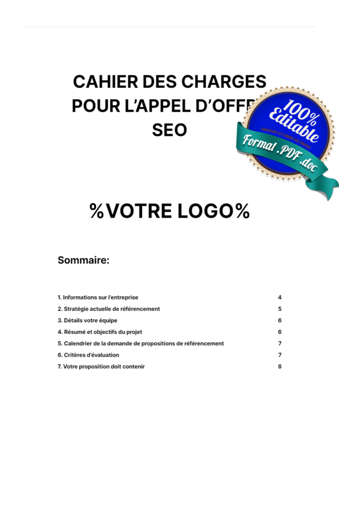 template cahier des charges