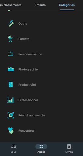 catégories applications