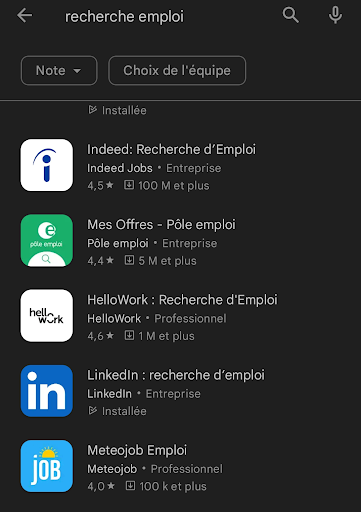 icônes applications