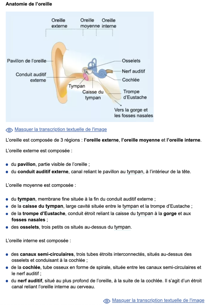 Transcription textuelle des omages pour l'accessibilité sur le site Ameli.fr