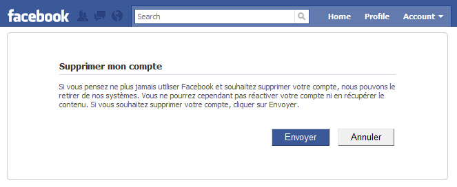 supprimez votre compte facebook