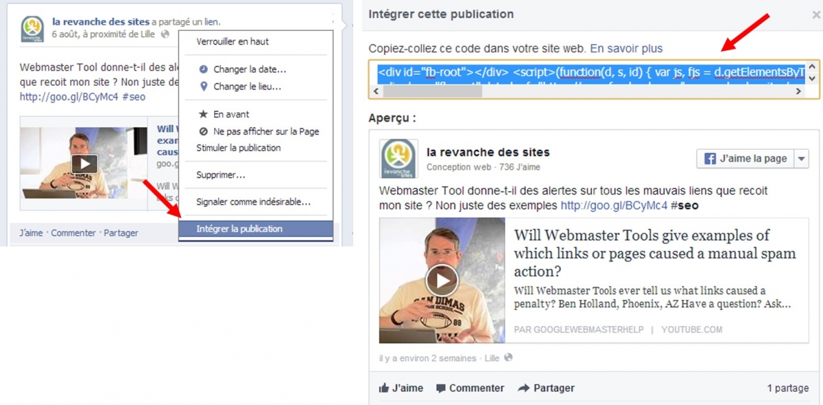 Embed Post sur Facebook