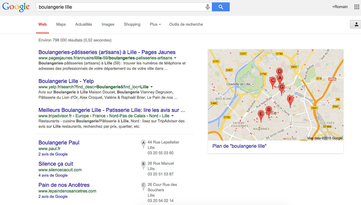 résultat de recherche seo local la revanche des sites