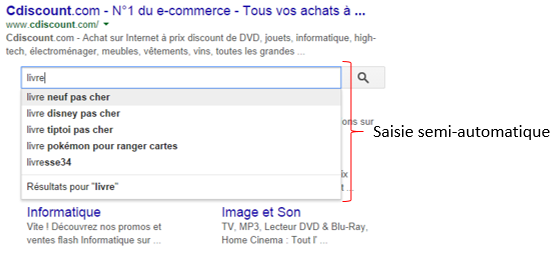 Saisi semi-automatique - Searchbox