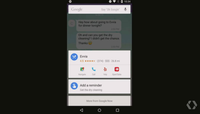 Nouvelles fonctionnalités Google Now on tap