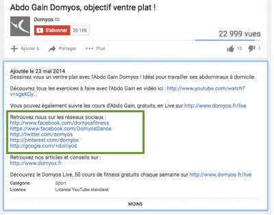 description vidéo Youtube