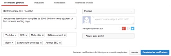 optimiser les informations de vos vidéos youtube