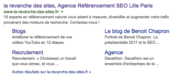 Sitelinks de la revanche des sites